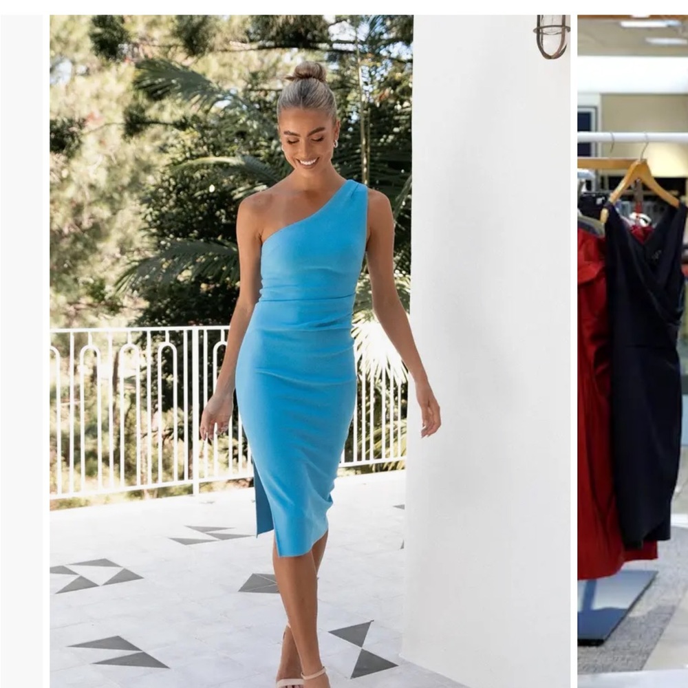 Petal & Pup Nadene One-Shoulder Blue Dress - Picture 3 of 12